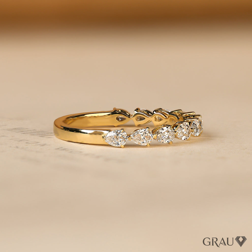 pear shaped lab grown diamond band for her